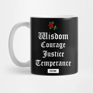 Stoic Virtues - Wisdom, Courage, Justice, Temperance Mug